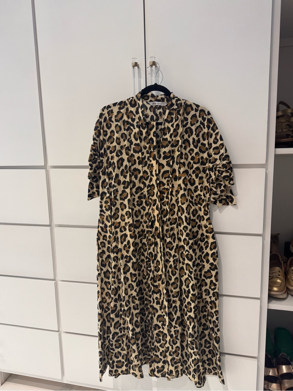 Zara Leopard Print Midi Dress - Tan and Black